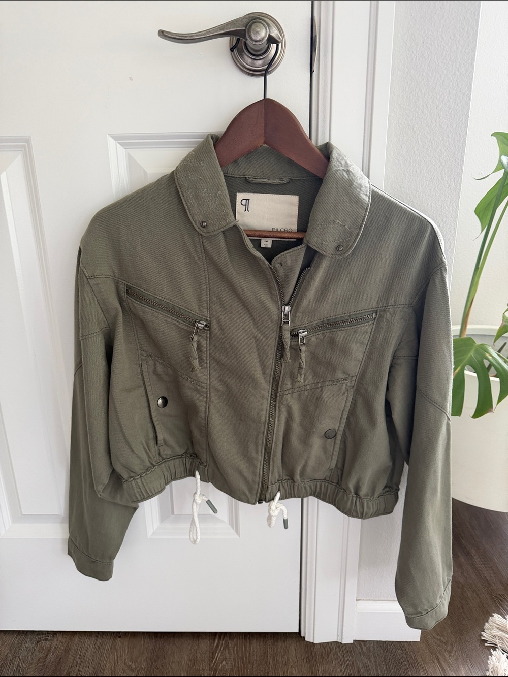 Pilcro Olive Utility Zip-Front Jacket